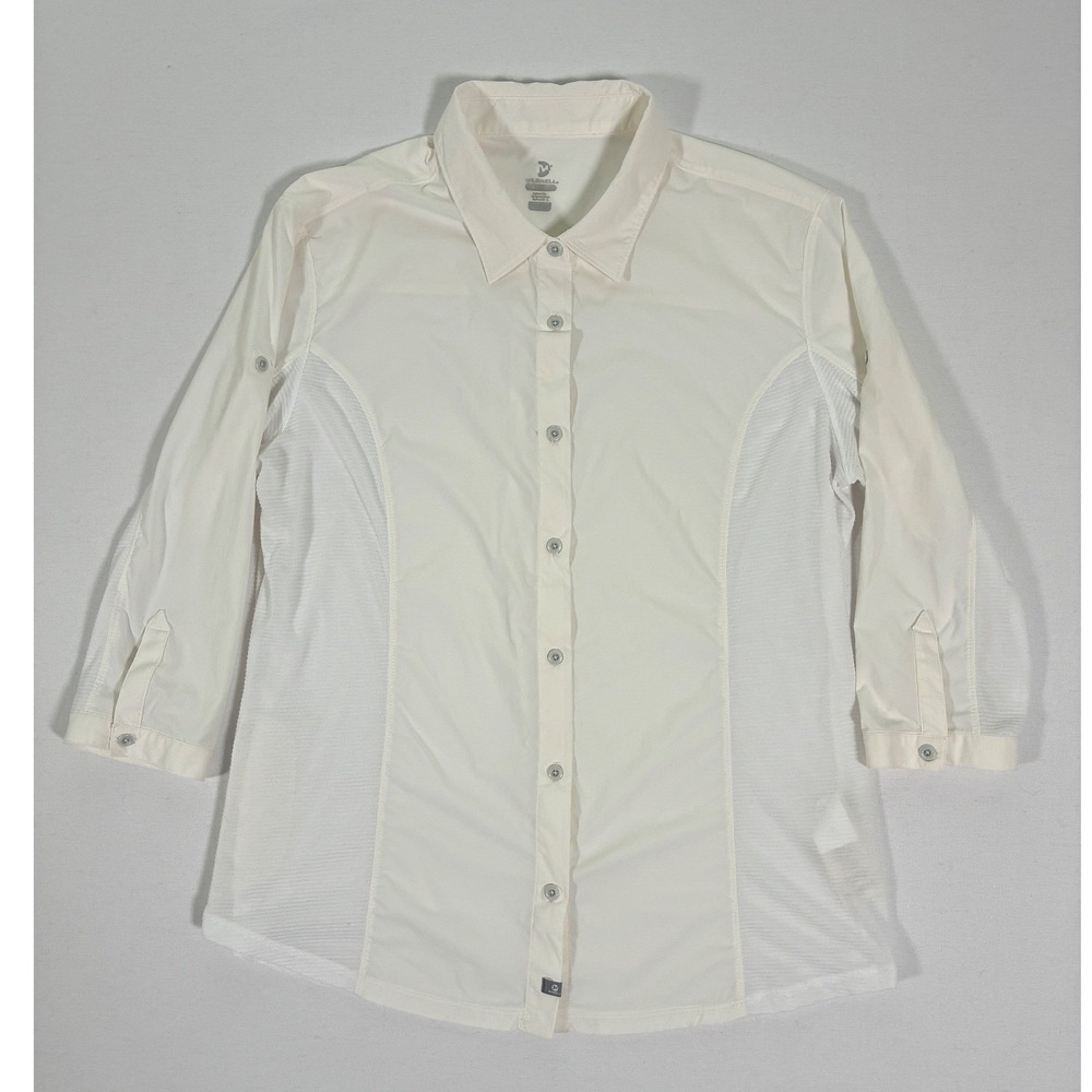 Merrell Select Wick Womens XL Cream Mesh Back 3/4 Roll Tab Sleeve Hiking Shirt
